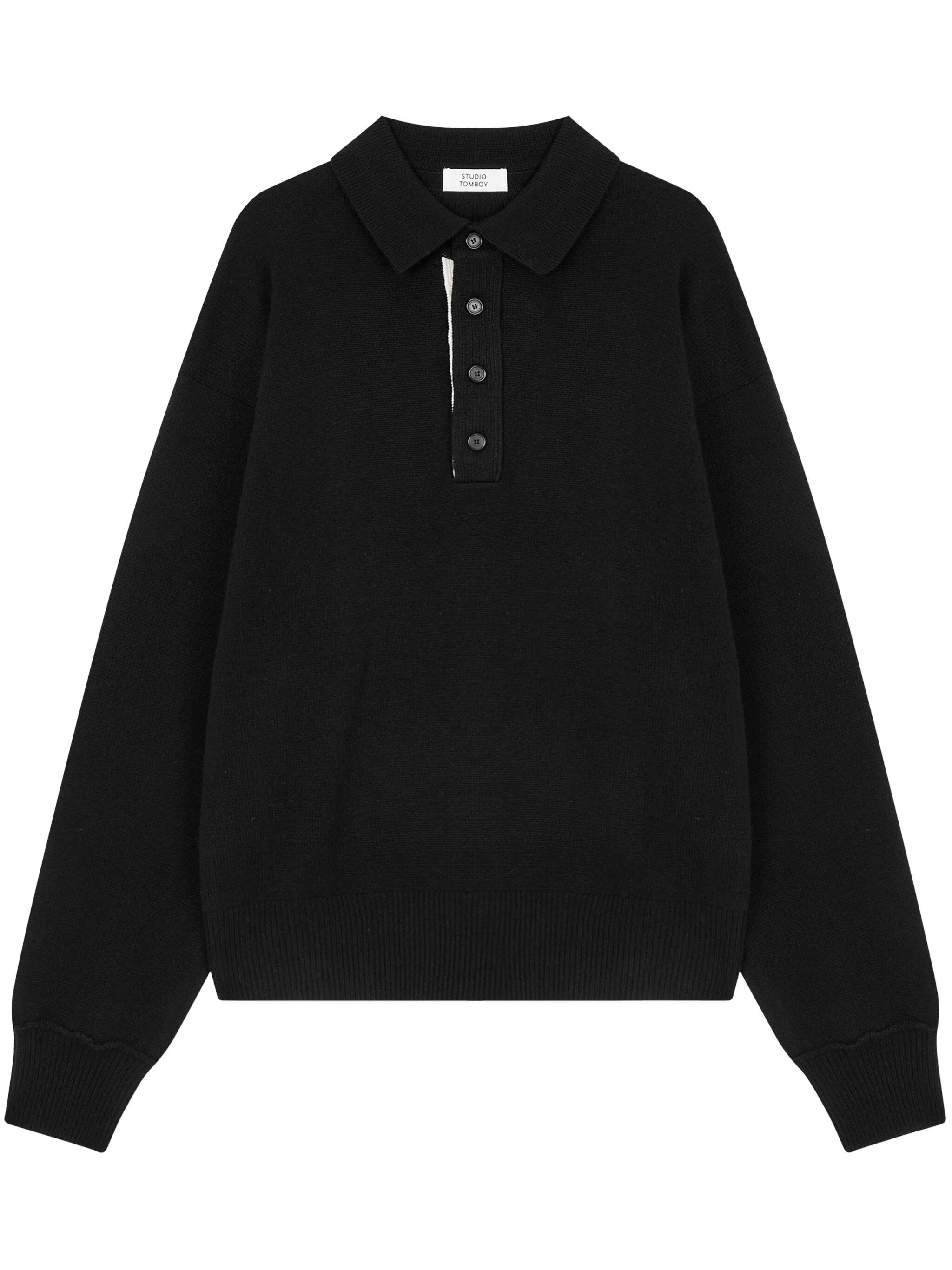 

Шерстяная рубашка поло Studio Tomboy, черный
