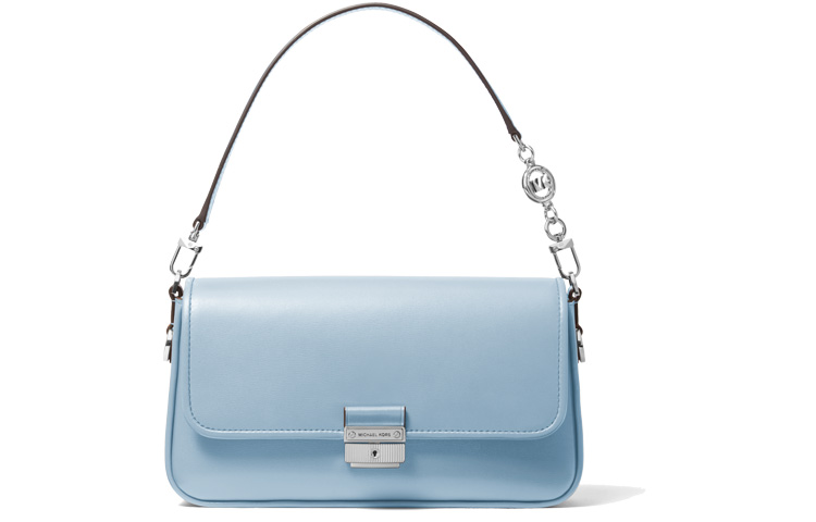 

MICHAEL KORS Сумка-багет из кожи Bradshaw, женская, синяя, с цепочкой
