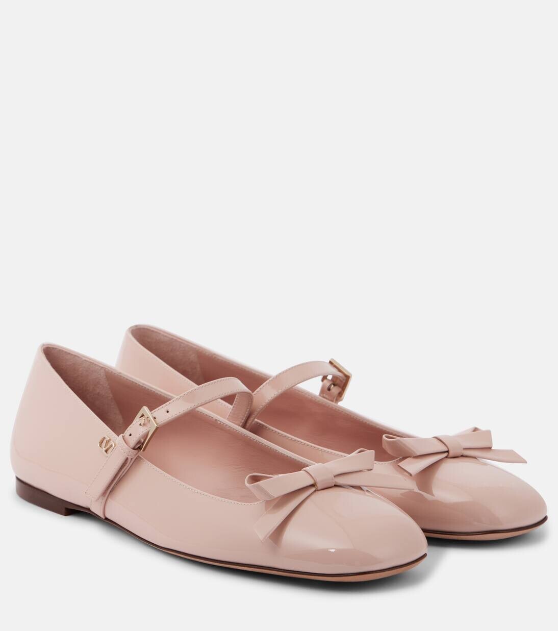 Туфли-лодочки «Мэри Джейн» из лакированной кожи Romance Bow Valentino Garavani, цвет rose quartz