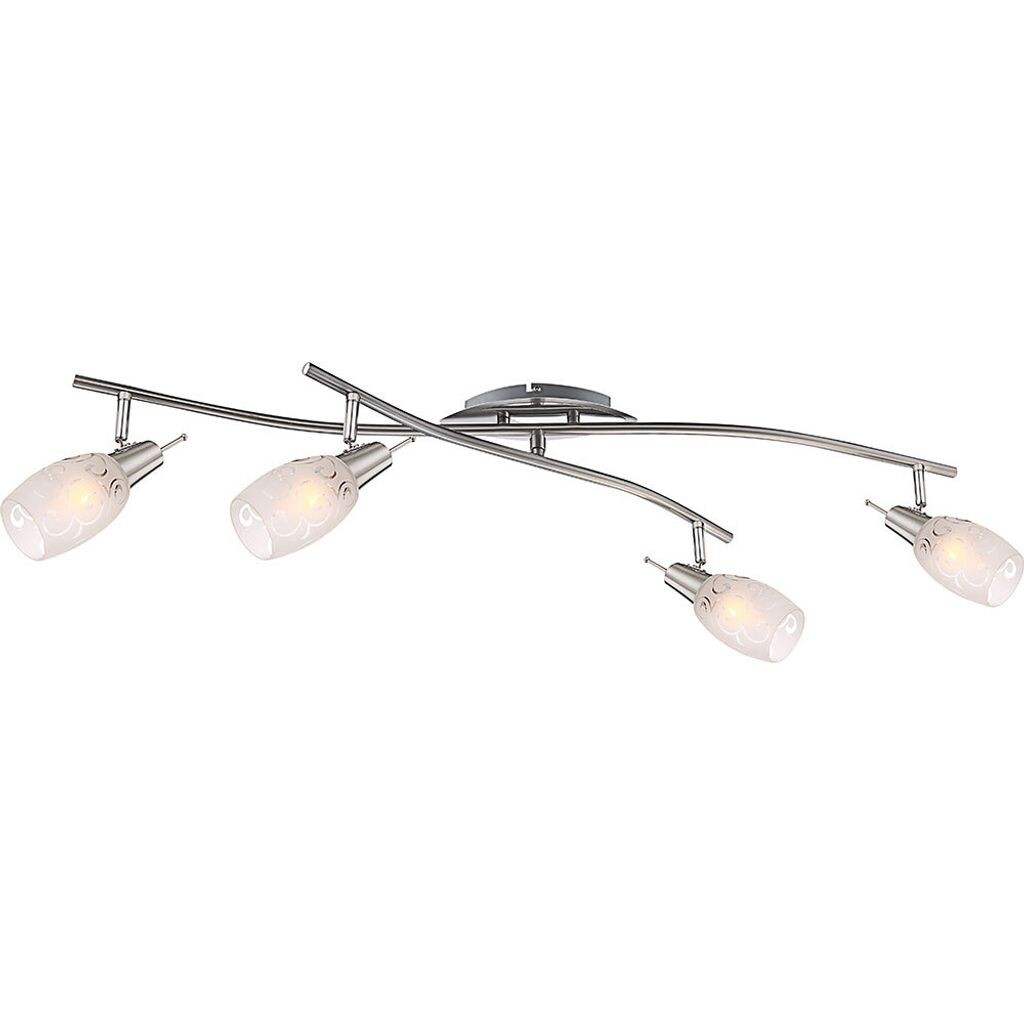 

Потолочный светильник, металл, стекло, хром, подвижные споты, L 90см Globo Lighting, серебро