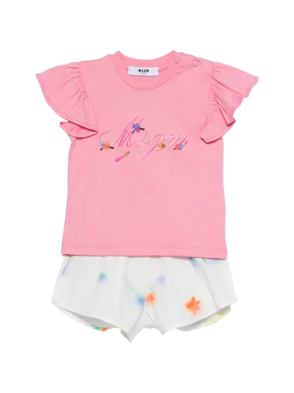 Комплект из топа и шортов с оборками MSGM Kids, розовый