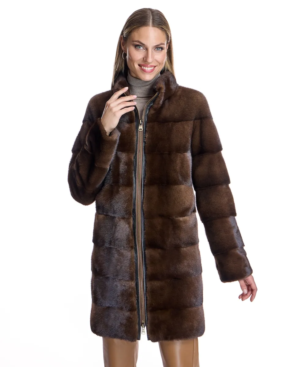 

Женская горизонтальная норковая шуба Maximilian, темно-коричневый