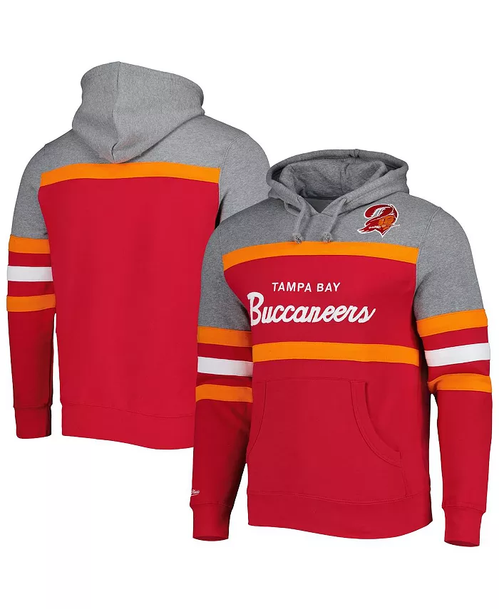 

Мужская толстовка с капюшоном Head Coach Tampa Bay Buccaneers красного и серого меланжевого цветов Mitchell & Ness