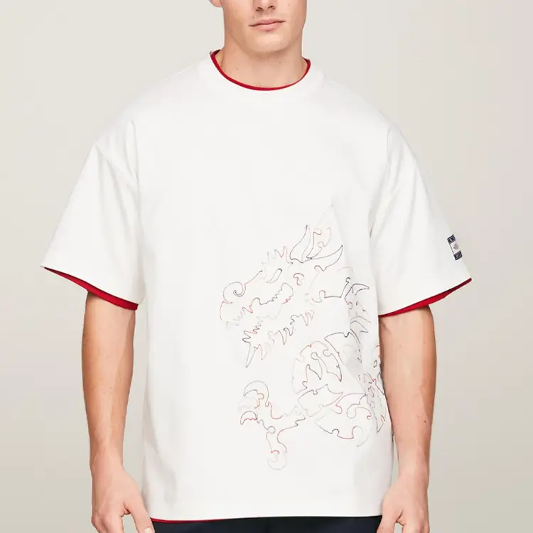 Футболка с совместным брендом Clot X CLOT, унисекс, цвет белый Tommy Hilfiger, кремовый — фото 4