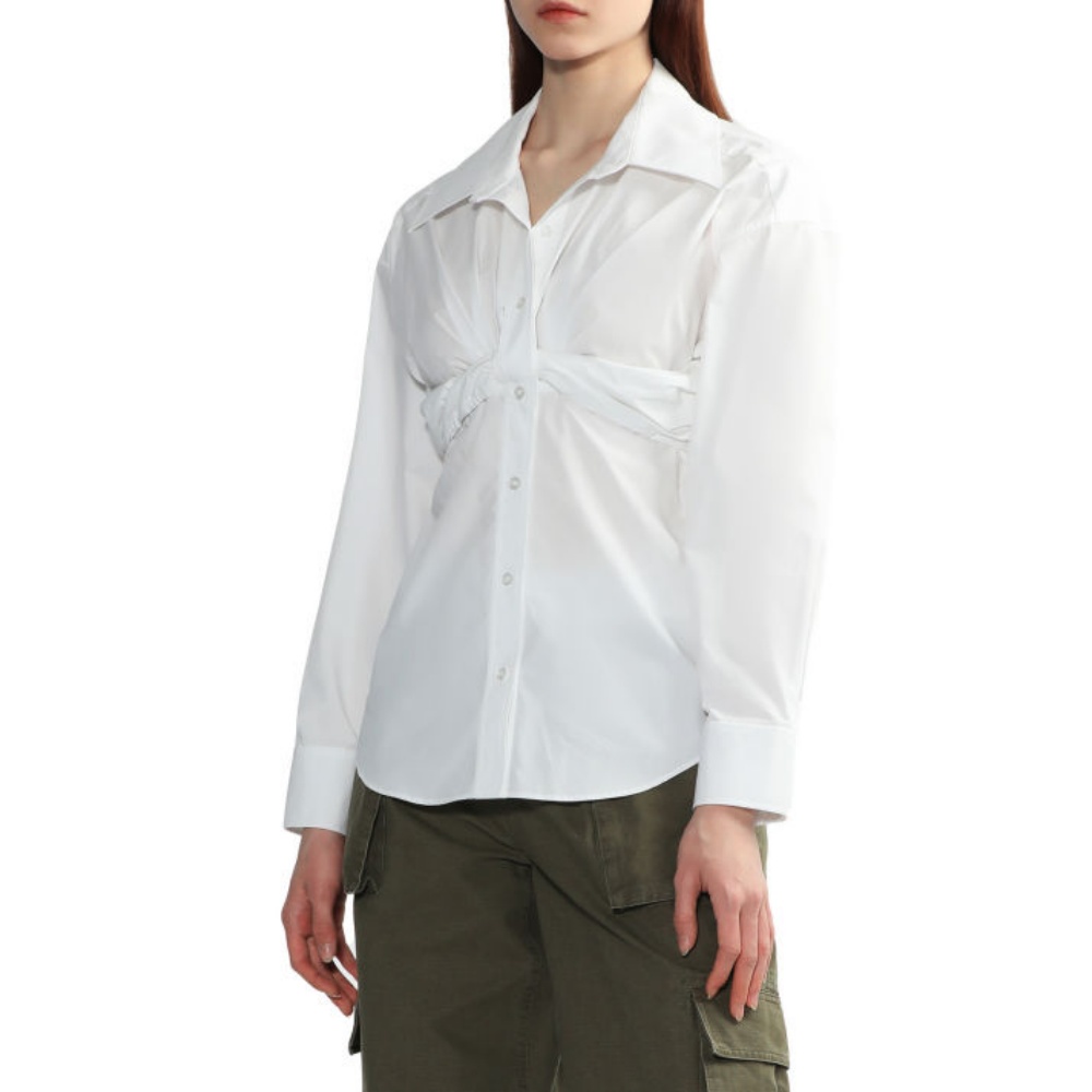 Alexander Wang Блузка Women's White Lapel Moderate Nipped in Waist — фото 4