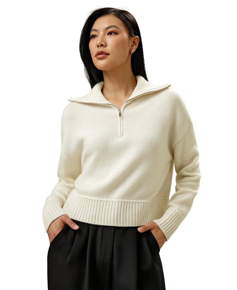 

Женский свитер свободного кроя из смеси шерсти и кашемира LILYSILK, White