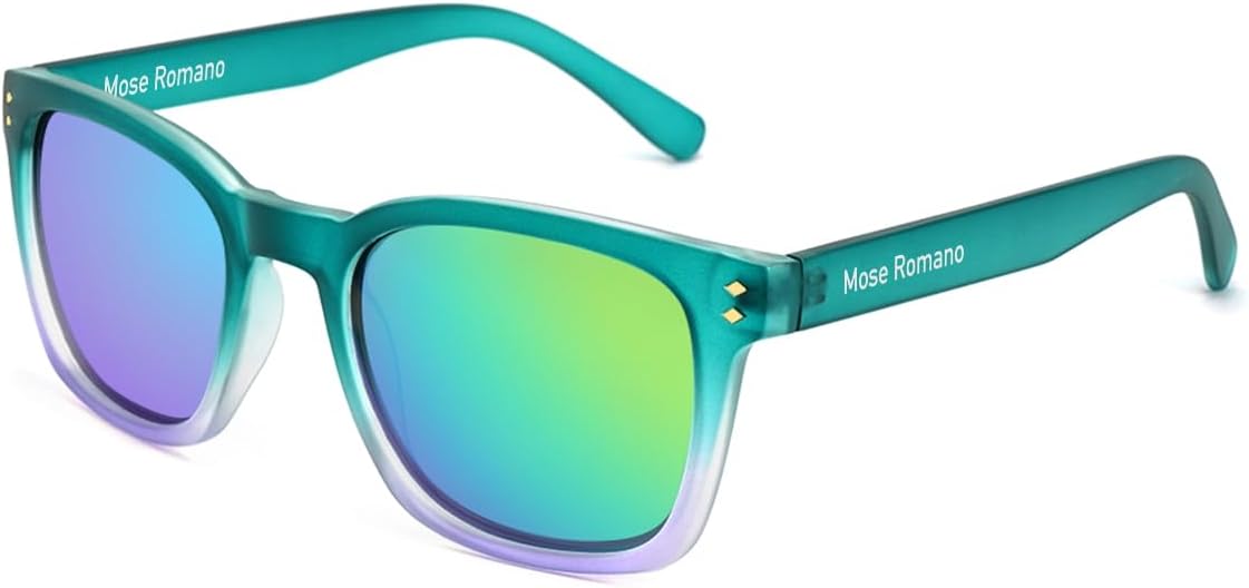 

Поляризованные квадратные солнцезащитные очки для женщин с защитой UV400, ретро-зеркальные солнцезащитные очки для мужчин и женщин, предназначенные для вождения Mose Romano, Matte Green/Green Lens