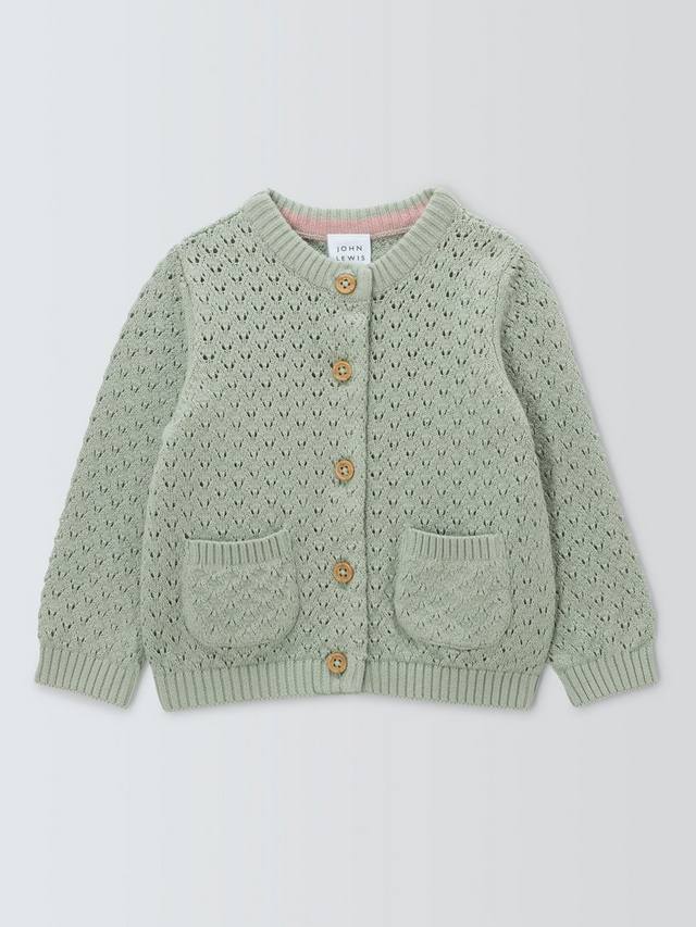 

Детский кардиган pointelle John Lewis, зеленый