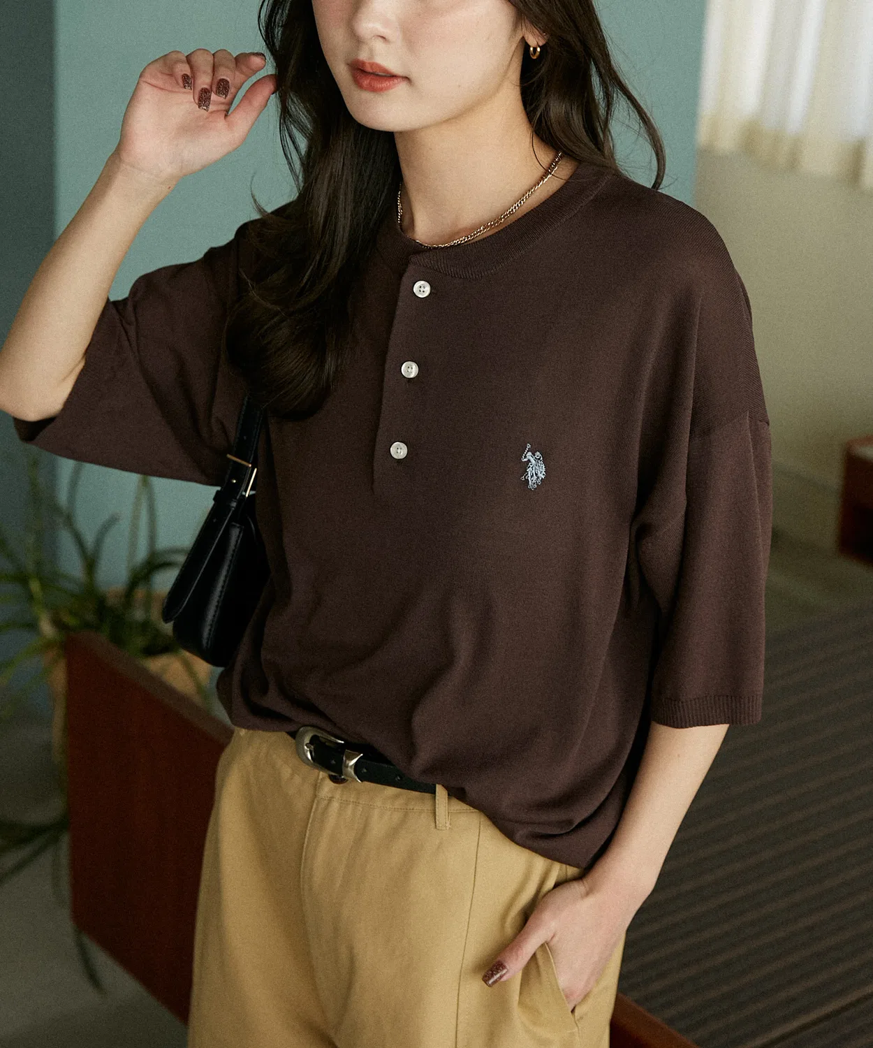Свитер с контактным охлаждением U.S. POLO ASSN. × PUBLUX, хенли, чёрный — фото 2