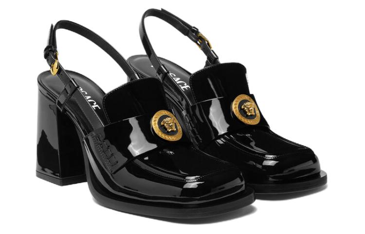Туфли-мулы Medusa Head из лаковой кожи VERSACE, черные — фото 3