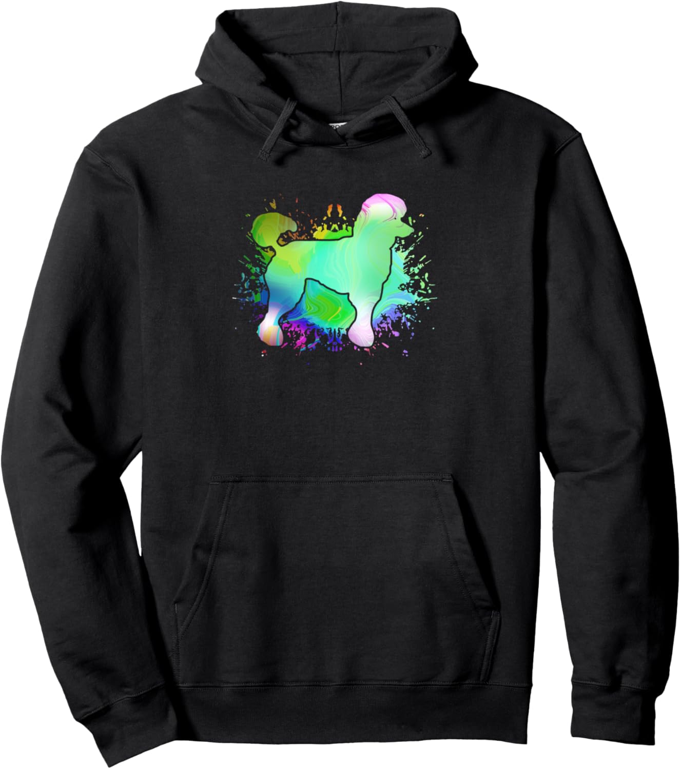 

Красочный силуэт пуделя в стиле сплэш-арт. Толстовка Colorful Artistic Dog Breed Creative, черный