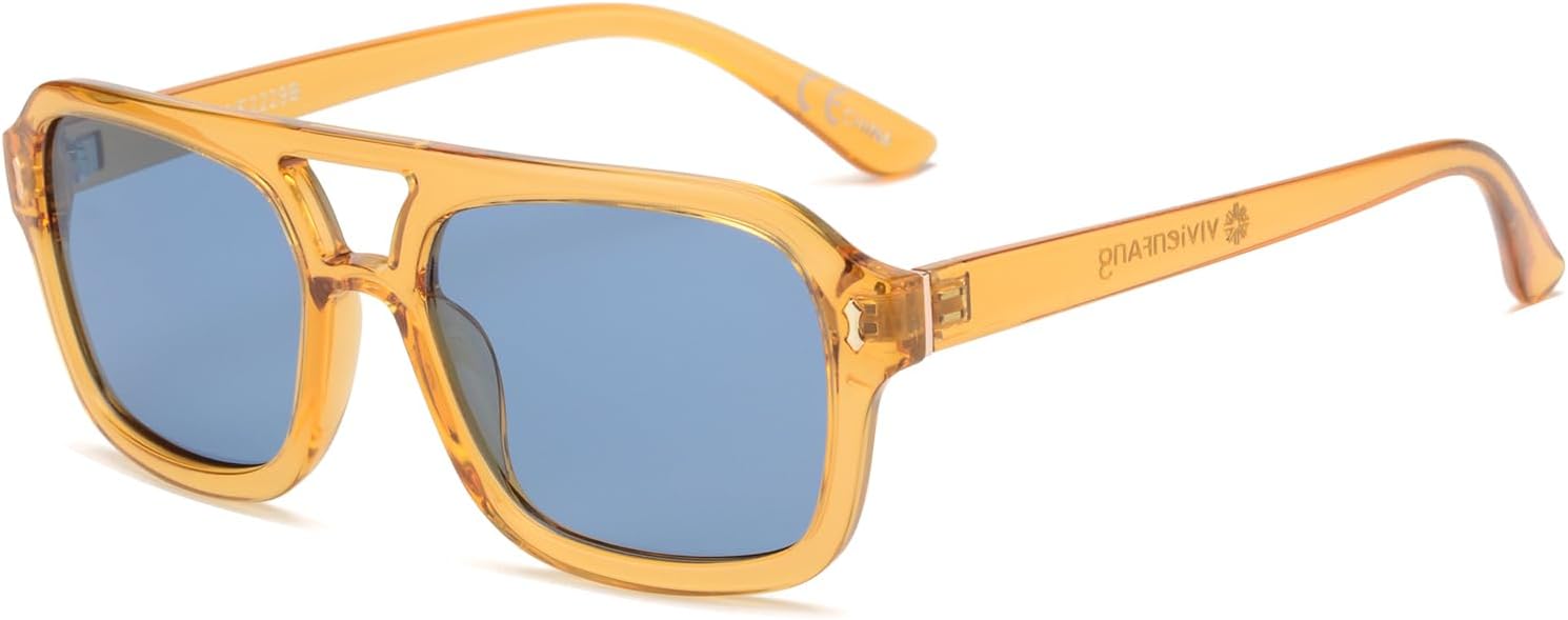 

Модные поляризованные солнцезащитные очки-авиаторы для женщин, ретро-солнцезащитные очки прямоугольной формы для мужчин с защитой от УФ-излучения 2025 Shades VF2229 VIVIENFANG, Crystal Brown/Blue