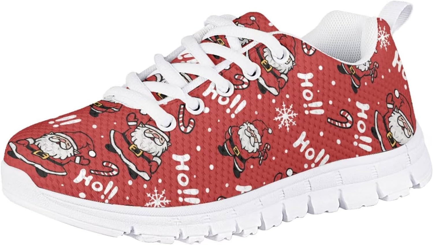 

Кроссовки Forchrinse для мальчиков и девочек на Рождество, детские шнурованные теннисные кроссовки, легкие, дышащие, для ходьбы и бега, Santa Claus Printed