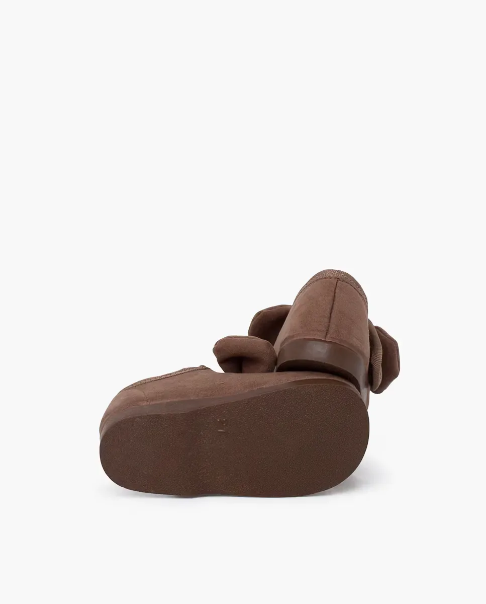 Туфельки для младенца с бантом с липкой лентой Pisamonas, светло-коричневый — фото 3