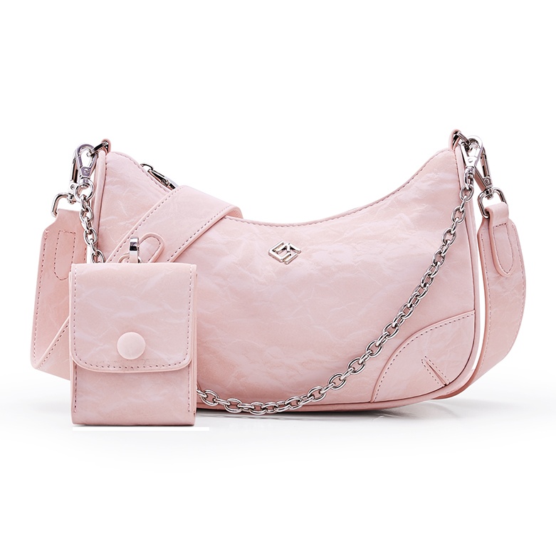 

HE BAO BAO Женская наплечная сумка PU разноцветная, New Chinese Style Peach Pink