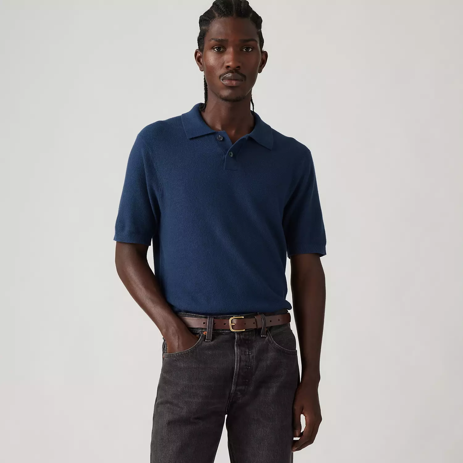 

Хлопок льняной свитер трикотажная рубашка поло Levi's, цвет Dress Blues - Multi-Color