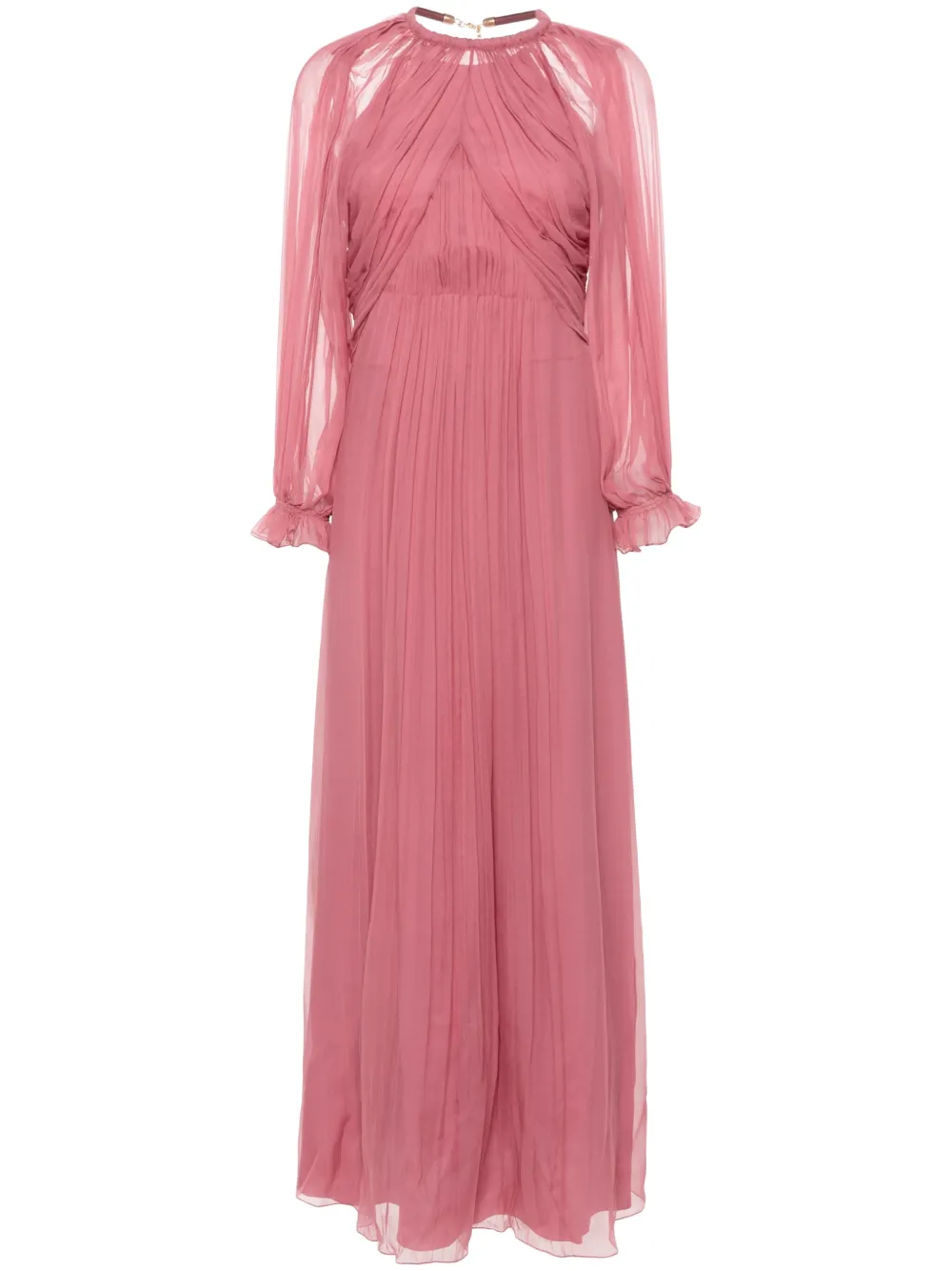 

Шелковое платье макси со складками Alberta Ferretti, розовый