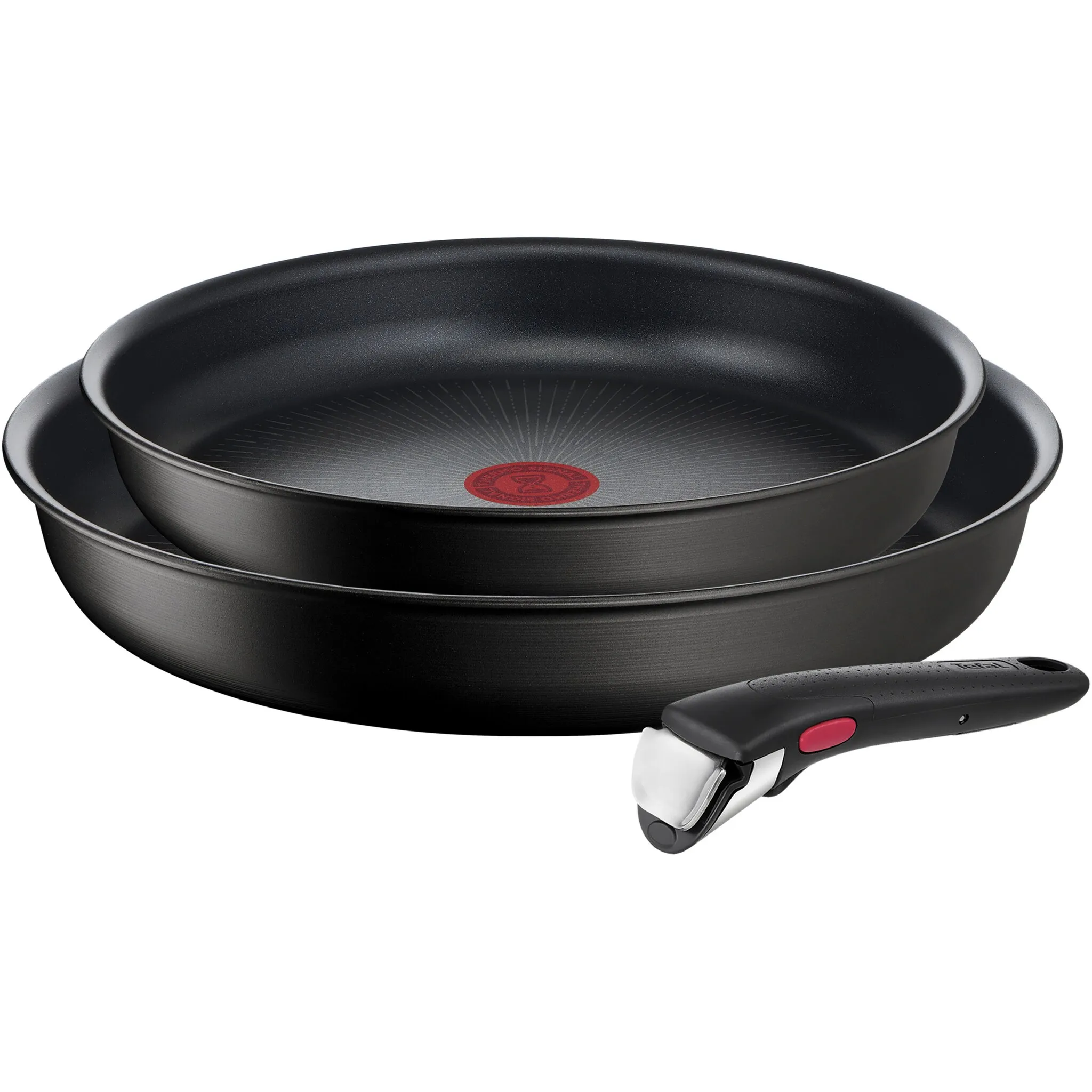 

Набор сковородок Tefal "Ingenio Unlimited", алюминий, (набор, 3 шт., Набор сковородок Tefal Ingenio Unlimited, 2 шт., Ø 22, 26 см, 1 ручка), штабелируемый, антипригарное покрытие, индукция, производство Франция, компактный, черный