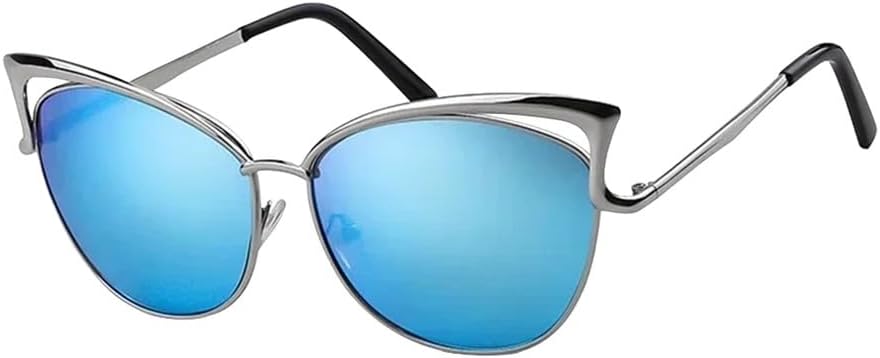 

Металлические солнцезащитные очки «кошачий глаз», модные, персонализированные, для женщин и мужчин, яркие, для вечеринок, с защитой от УФ-излучения UV400 UJNHGQ, C10 Silver Blue