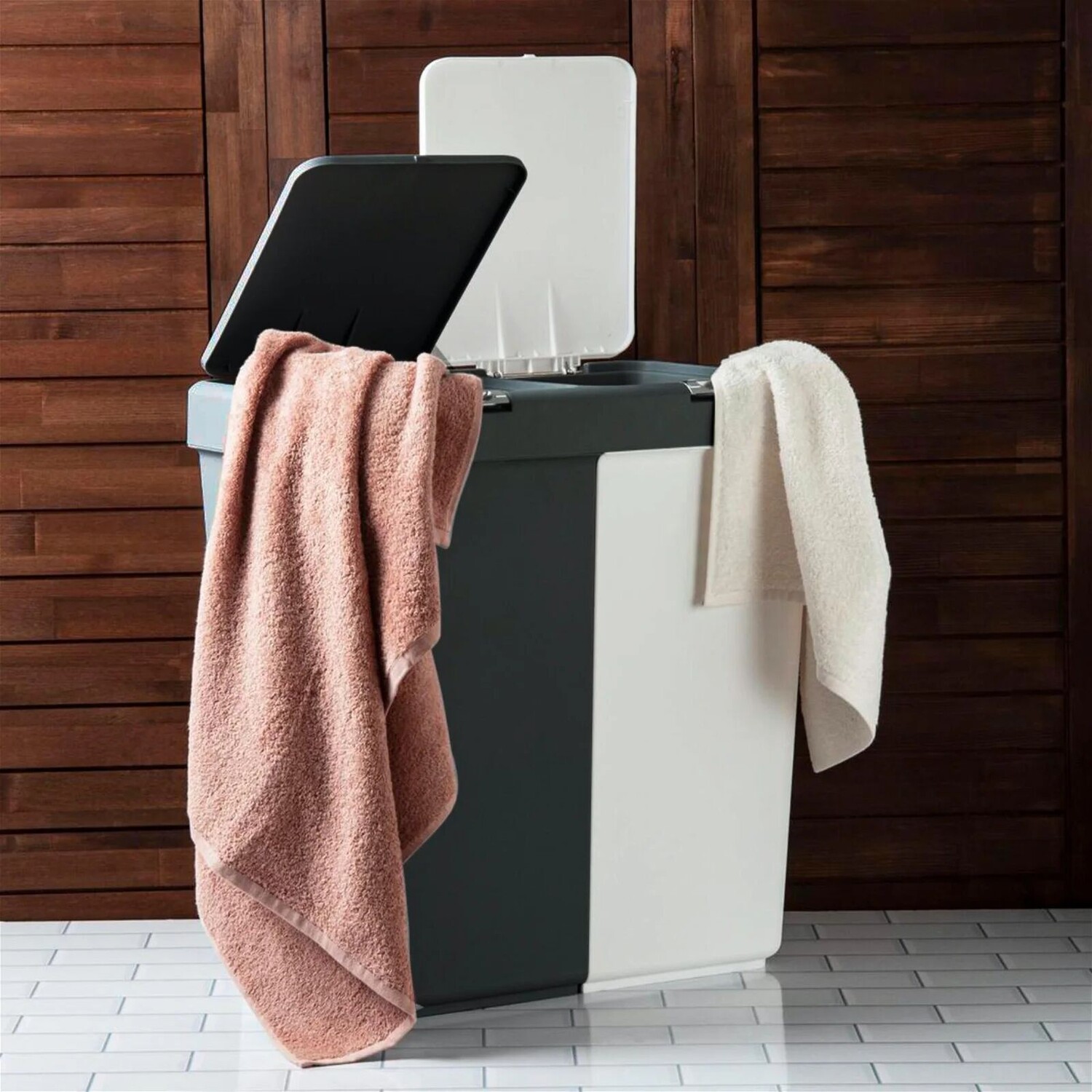 

Корзина для белья Motek Duo Laundry - антрацит/белый - 80 л