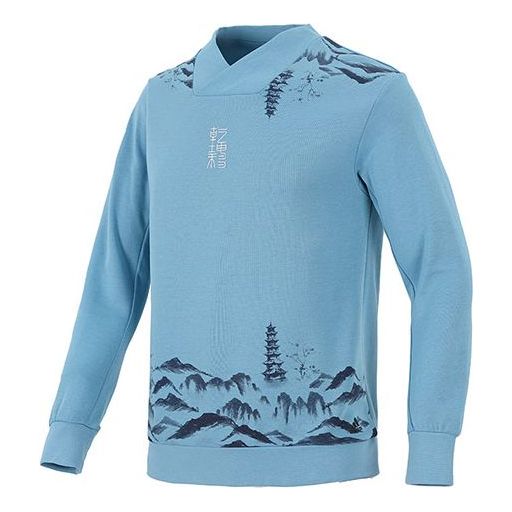 

Толстовка Men's adidas Wj Story Swt Martial Arts Series Ink Printing V Sports Pullover Blue, синий