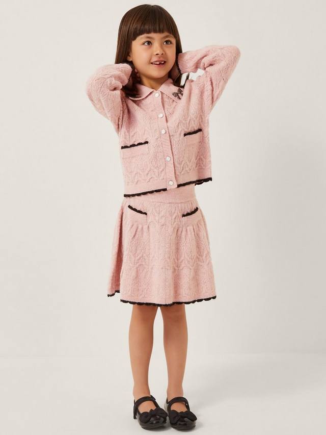 

Детский комплект кардиган и юбка с узором "косичка" Monsoon, Pink