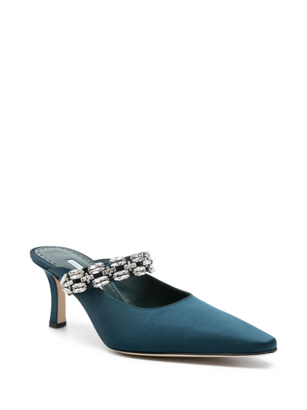 Атласные туфли-лодочки Tamolmu с кристаллами, каблук 70 мм Manolo Blahnik, синий — фото 2