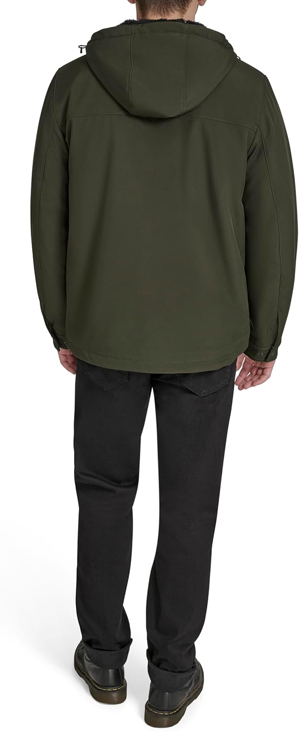 Мужское пальто Levi's Soft Shell с капюшоном (стандартные размеры, большие и высокие), Olive Waffle/Sherpa Lined — фото 4