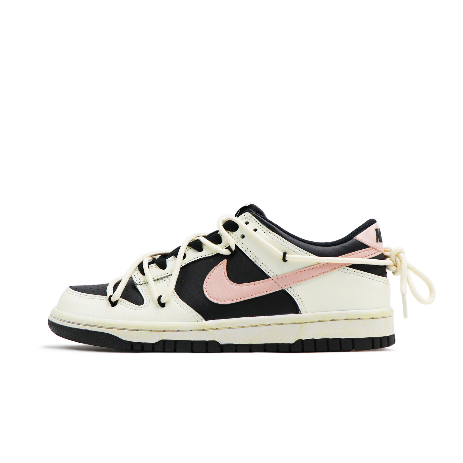 Кроссовки Nike Dunk Skateboard Shoes Women's Low-Top Beige Black/Pink
