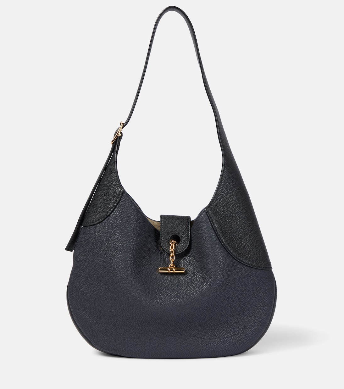 

Средняя кожаная сумка через плечо Bobbin Loro Piana, Blue Navy/Black/Sun Gold