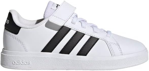 Adidas Детские универсальные кроссовки Grand Court 2.0 с эластичными шнурками и ремешком, белый/черный — фото 2