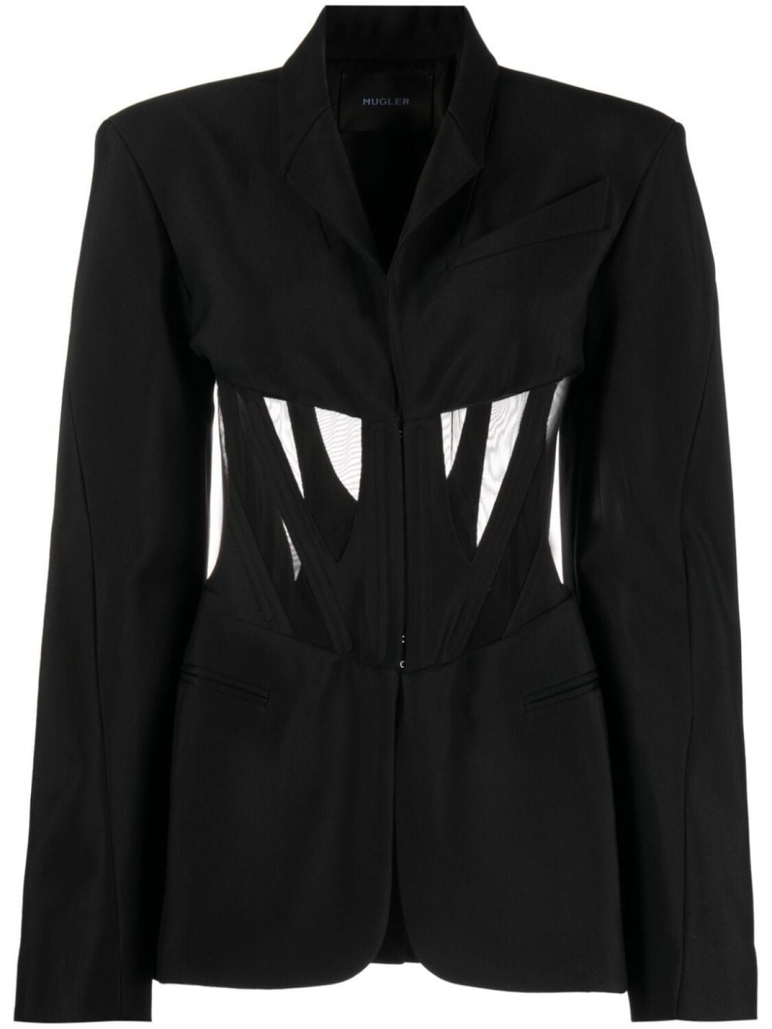 

Mugler cutout-detail corseted blazer, черный