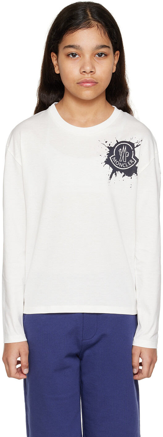 

Moncler Enfant Kids Белая футболка с длинным рукавом с принтом, Белый, Moncler Enfant Kids Белая футболка с длинным рукавом с принтом