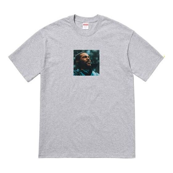 

Футболка fw18 marvin gaye tee heather grey character printing short sleeve gray t-shirt Supreme, серый