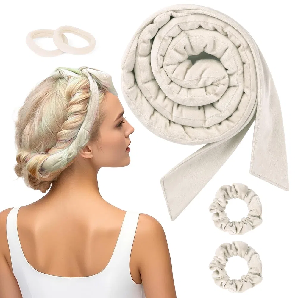 Набор из 5 бархатных бигуди без нагрева «Heatless Curls» Butbu, A2 Beige