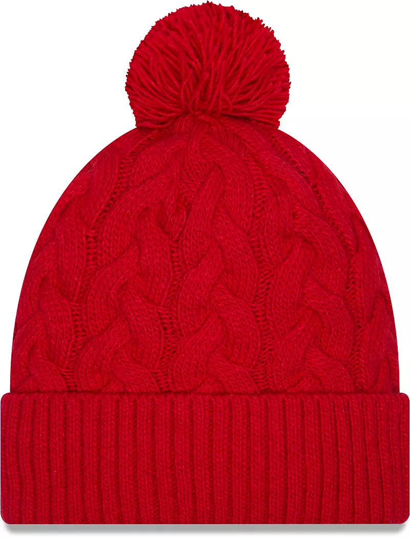 

Красная женская вязаная шапка New Era St. Louis Cardinals с косичками