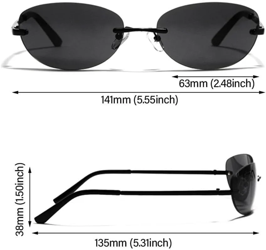 

Женские солнцезащитные очки без оправы, модные овальные солнцезащитные очки в стиле Y2k, обтекаемые, прозрачные, с градиентным переходом цвета LOVQZAOF, Tea