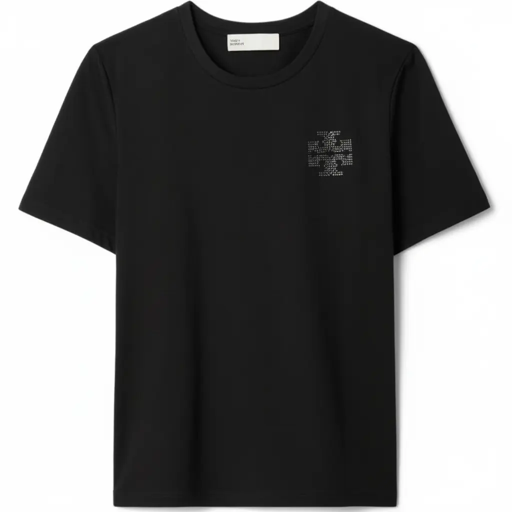 

TORY BURCH Футболка Women's Black Crew Neck Moderate Straight Fit