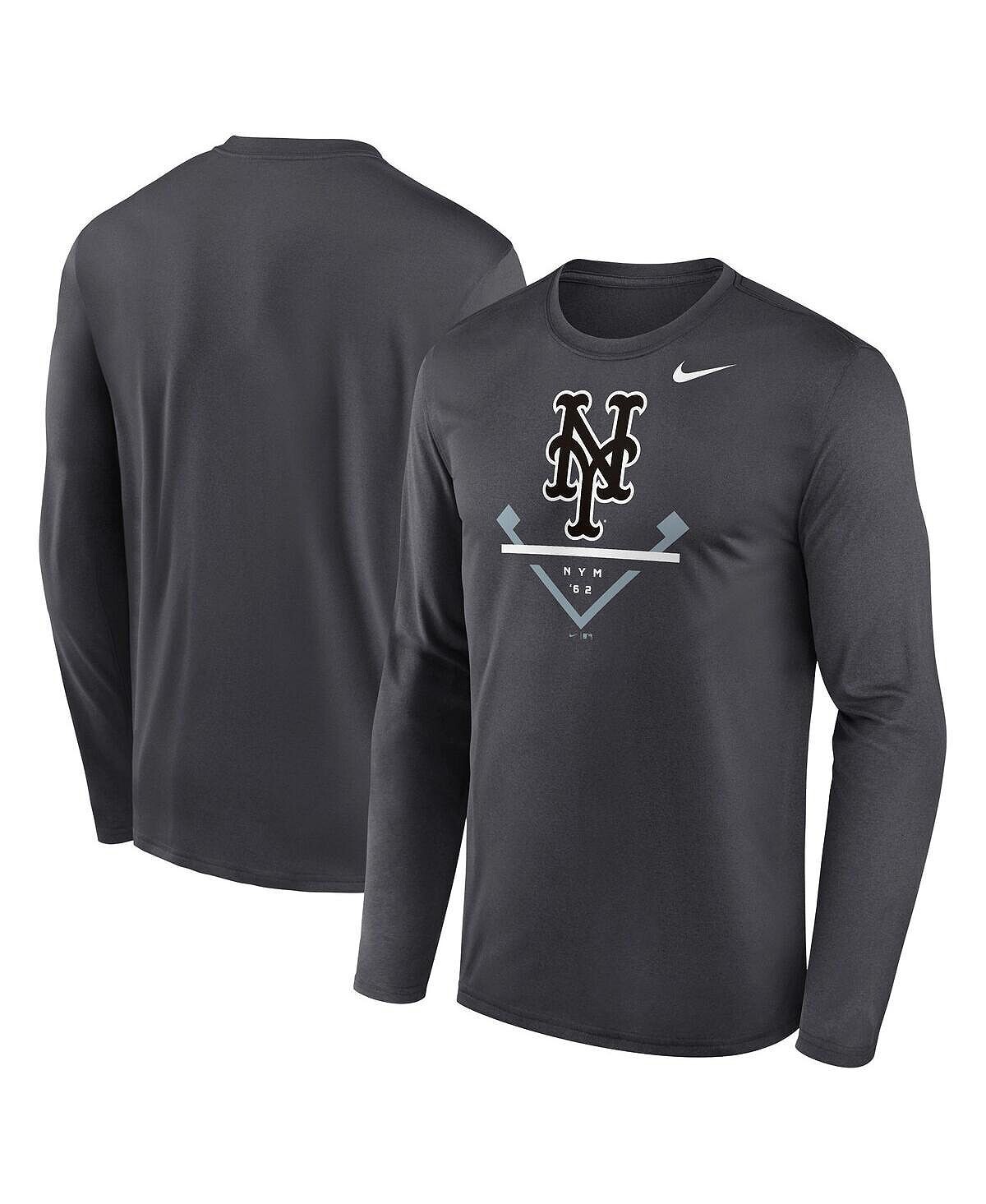 

Мужская антрацитовая футболка с длинным рукавом New York Mets Icon Legend Performance Nike, Черный, Мужская антрацитовая футболка с длинным рукавом New York Mets Icon Legend Performance Nike