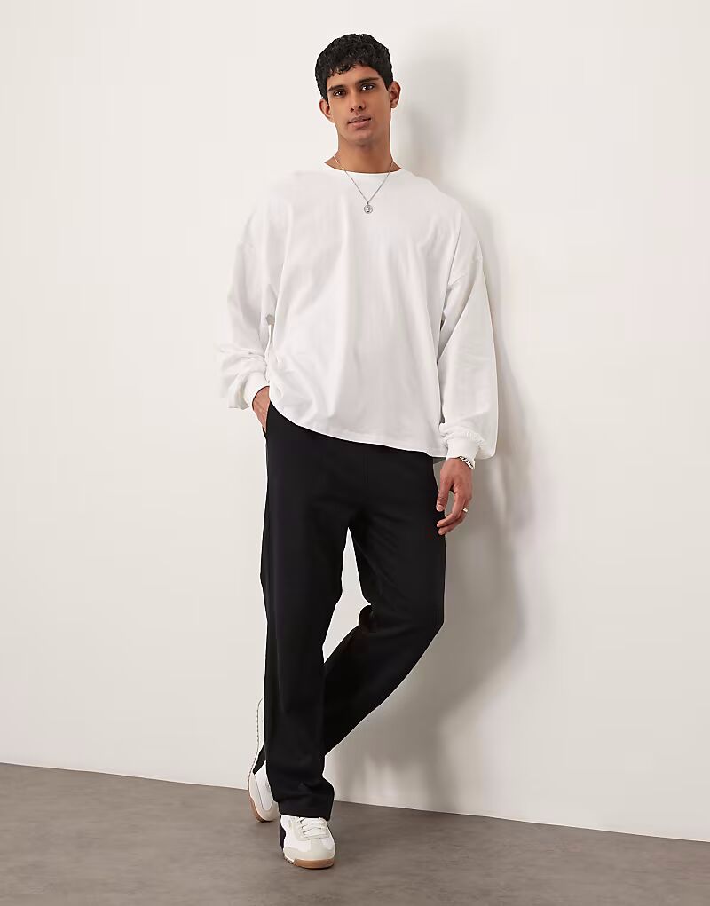 

Футболка свободного кроя с длинными рукавами ASOS DESIGN бежевого цвета