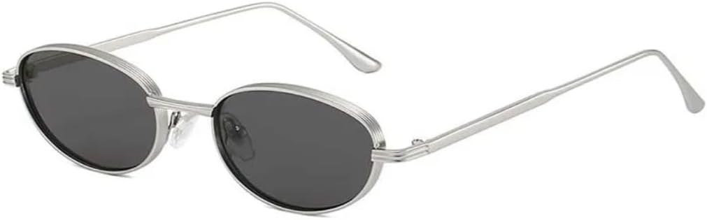 

Солнцезащитные очки с защитой от УФ-излучения UV400 | Металлические овальные линзы в стиле панк | Цветные линзы | Для женщин и мужчин | Для занятий спортом на открытом воздухе и вождения DSVIGF, Silver-black