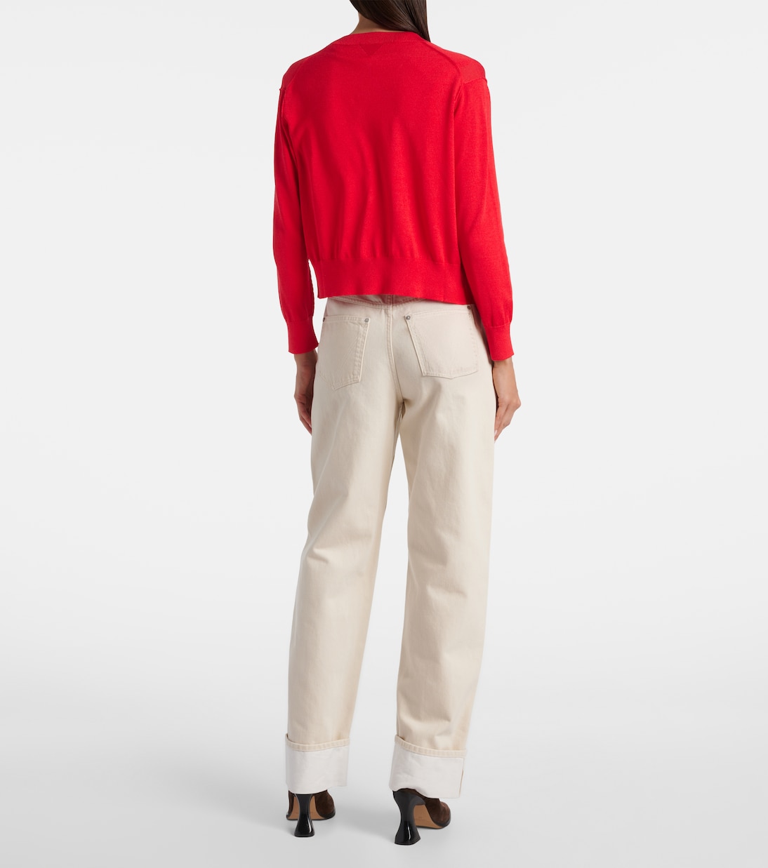 Комплект из свитера, жилета и кардигана с узлом Bottega Veneta, Cherry Tomato — фото 3