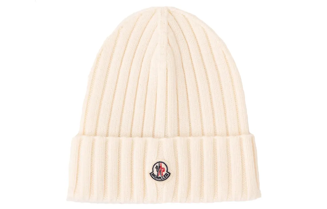 

Moncler Ребристая вязаная шапка, White
