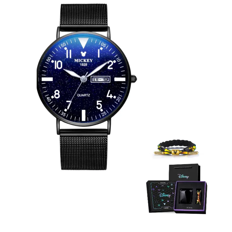 

Disney Часы Mickey Series Quartz Movement Watch Men's Watch Blue Dial, Baby's Breath Steel Band