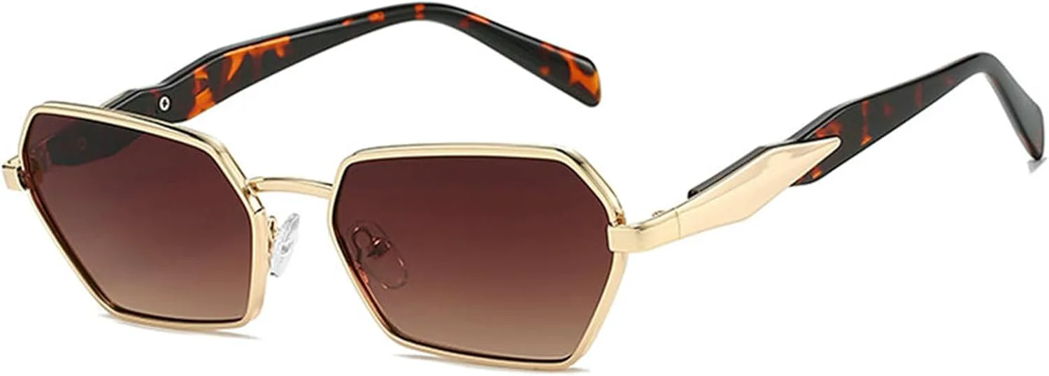 

Солнцезащитные очки COTIA Fashion Polygon для женщин и мужчин, квадратная, неправильной формы, винтажная металлическая оправа, для активного отдыха, Gradient Tea