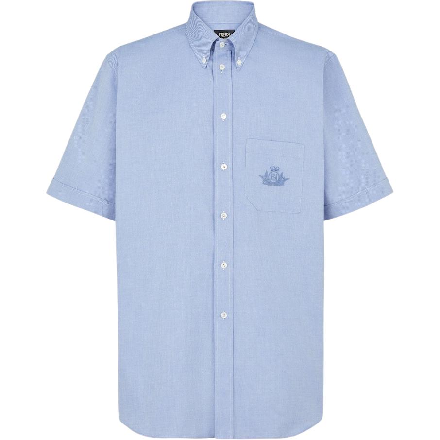 

Рубашка с коротким рукавом и вышитым логотипом FENDI, светло-голубой