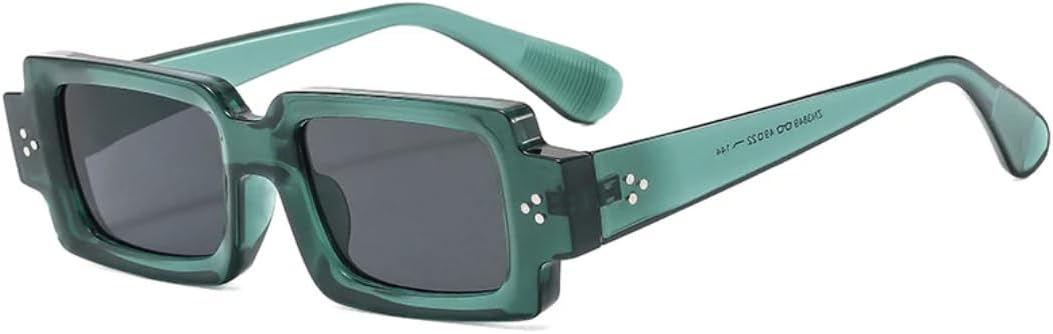 

Ретро маленькие прямоугольные солнцезащитные очки для женщин с заклепками, сине-желтые, с защитой от УФ-излучения UV400, модные мужские очки с прозрачными линзами в оправе UUPTTPL, Green Grey