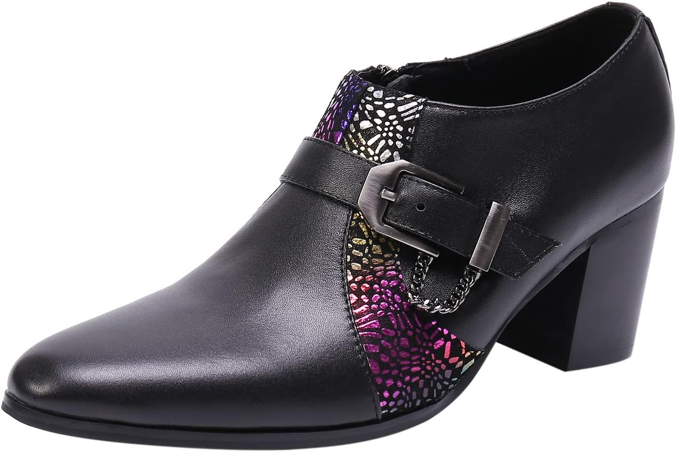 

Мужские классические туфли Santimon из натуральной кожи с пряжкой - лоферы на кубинском каблуке с золотой фурнитурой или переливающейся вставкой, готические панк туфли для сцены и вечеринок