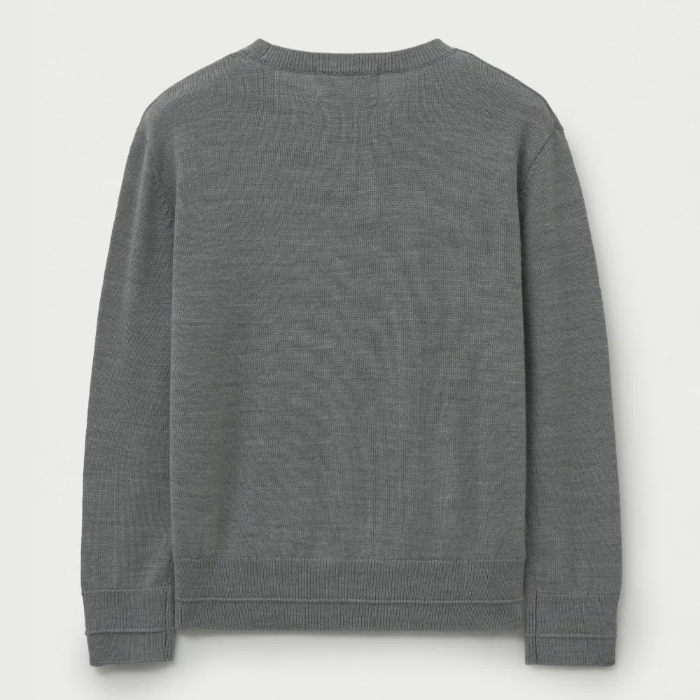 Детский базовый джемпер Lauren Crewneck Fine Knit, серый, от Satur Kids — фото 3