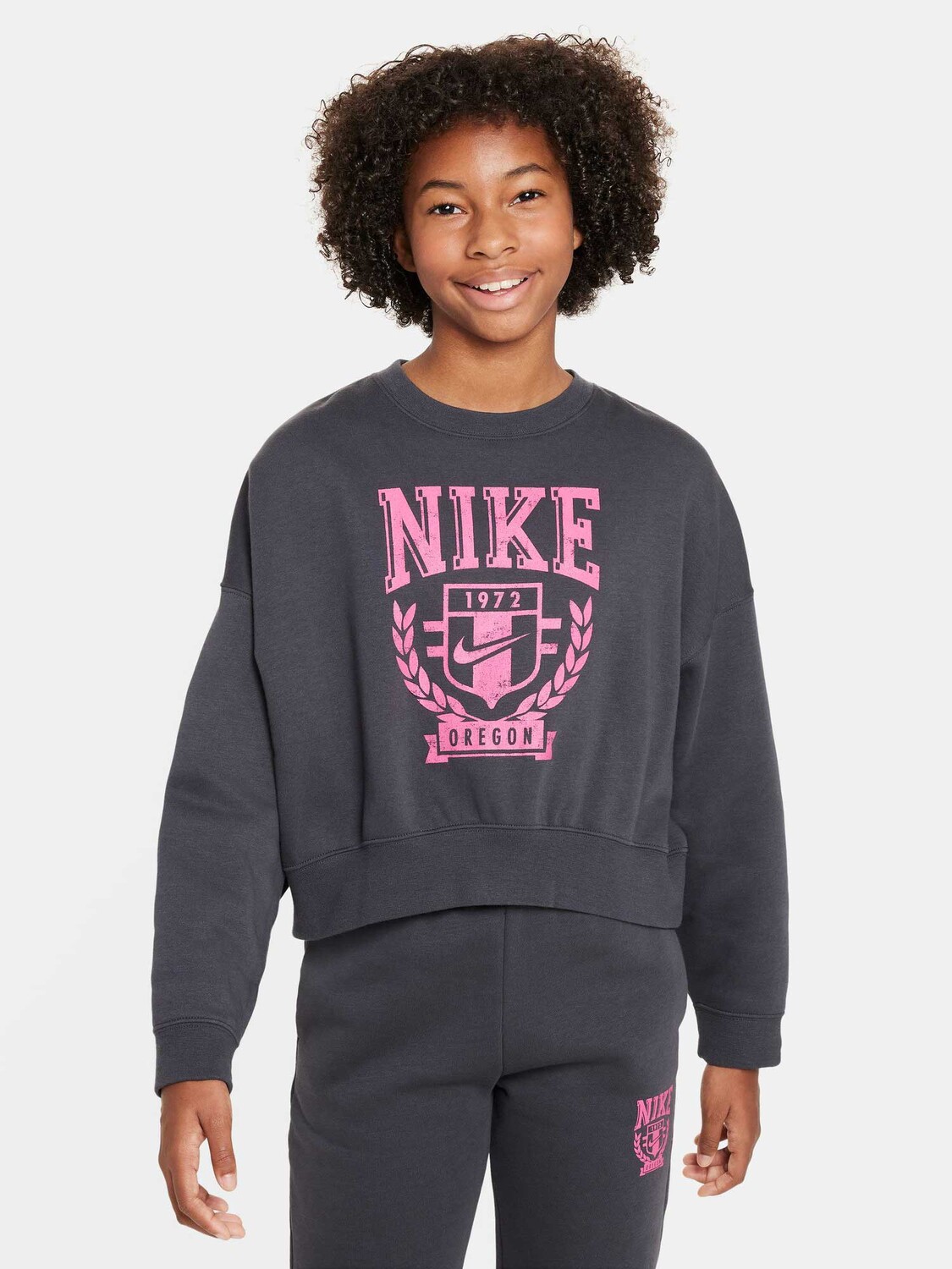 

Блуза Nike G NSW TREND FLC CREW PRNT, серый